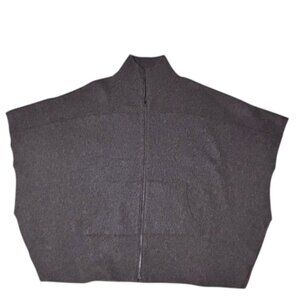 Eileen Fisher System Charcoal 100% Wool Zip Cape Jacket Size S/M